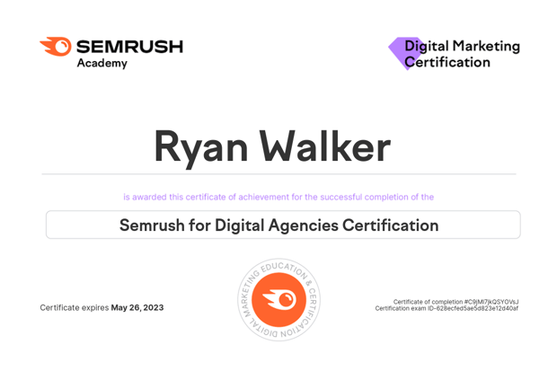 Semrush for digital agencies certificate 